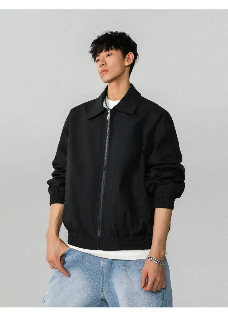 Classic Solid Color Casual Zip-Up Jacket