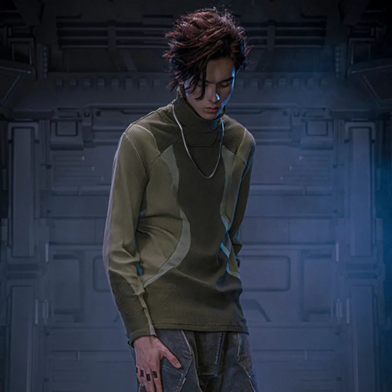 Slim Fit Punk Color Blocked Sweatshirt