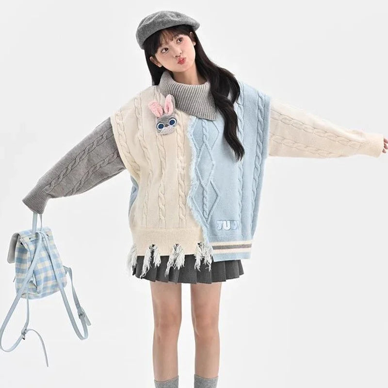 Women Cozy Knit Half High Sweater