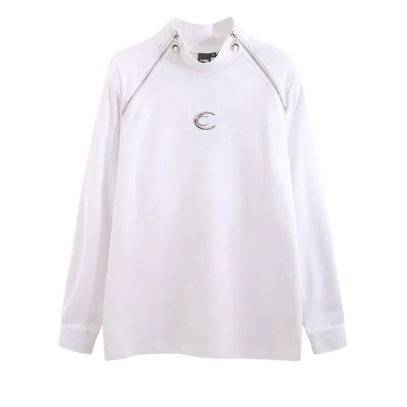 Streetwear Casual Zipper Shoulder Pads Sweatshirt