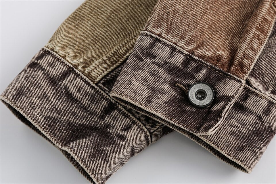 Stitching Coffee Denim Jacket