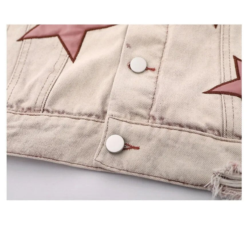 Y2k Star Embroidery Denim Jacket