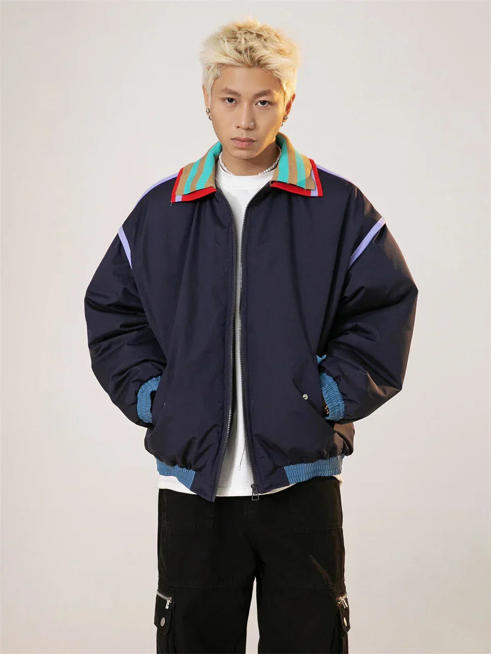 Y2k Vintage Strips Windbreaker Jacket