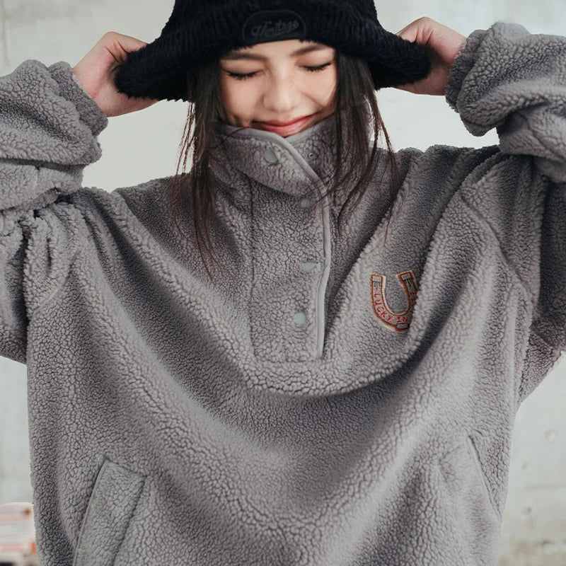 Cozy Polar Fleece Half Placket Sweatshirt