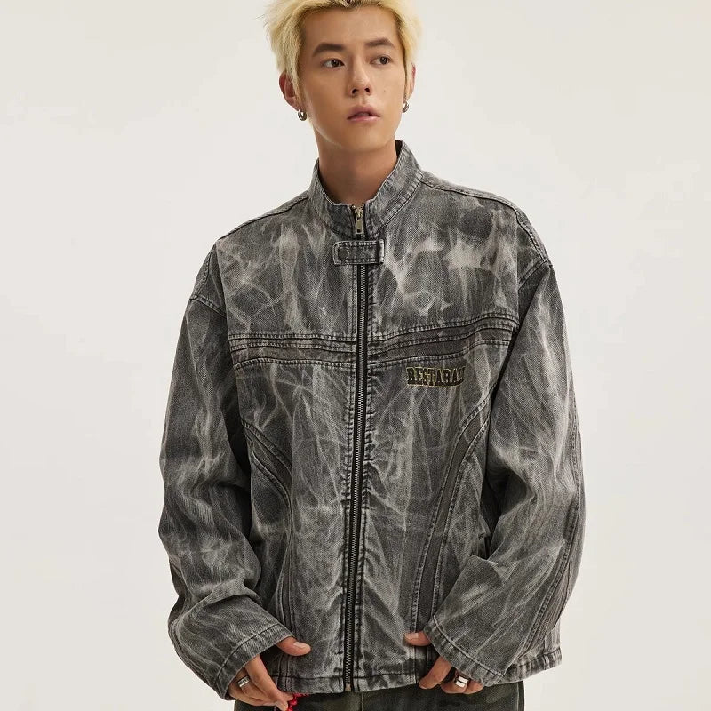 Destructive American Graffiti Printed Denim Jacket