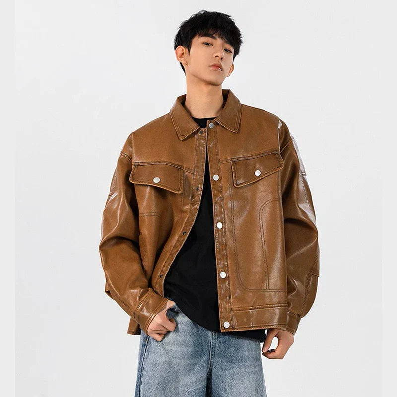 Classic Premium Vintage Loose Leather Motorcycle Jacket