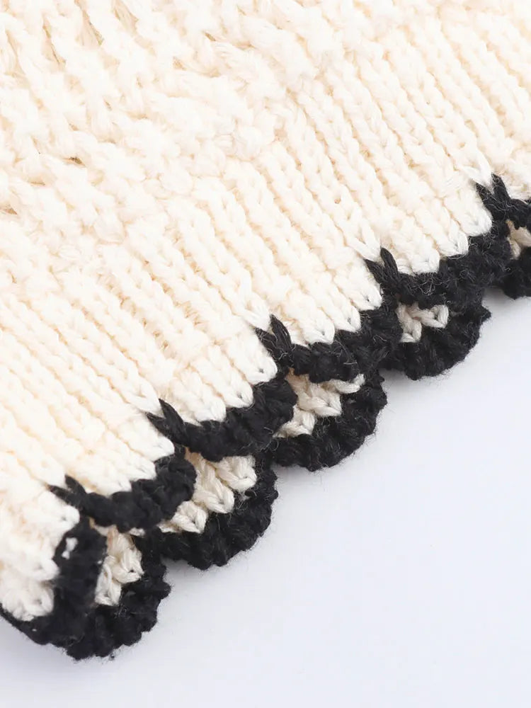 Chic Crochet Bow Short Sleeve Sweater