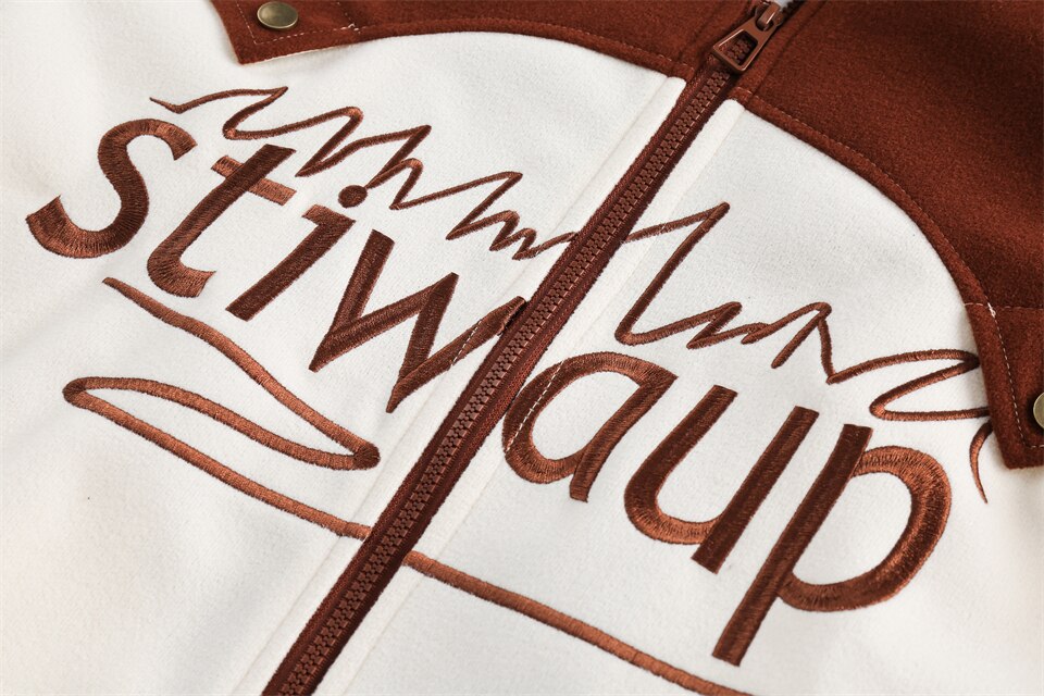 Flaming Stand Collar Varsity Jacket