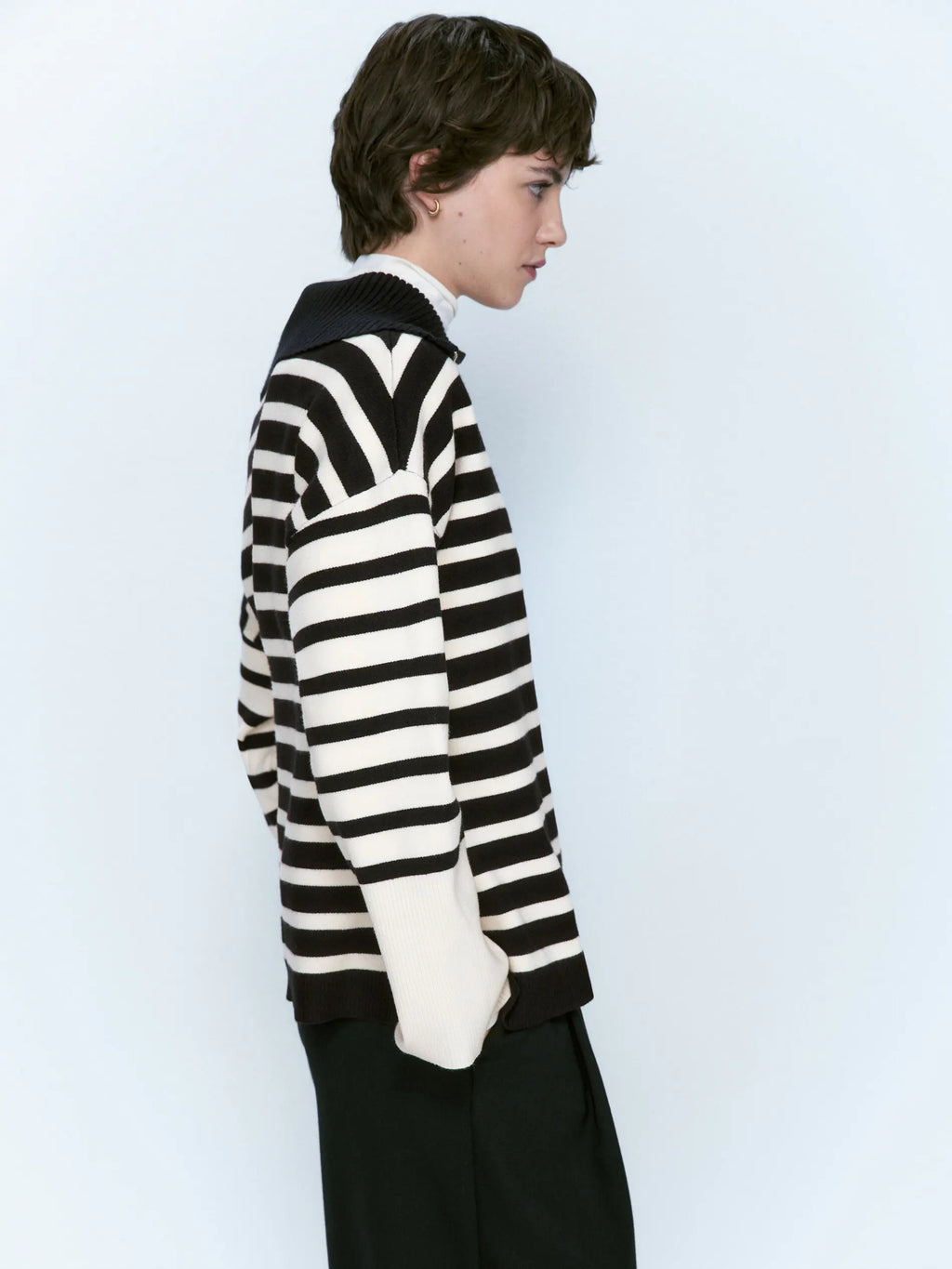 Retro Ethereal Striped Patchwork Turtleneck Sweater