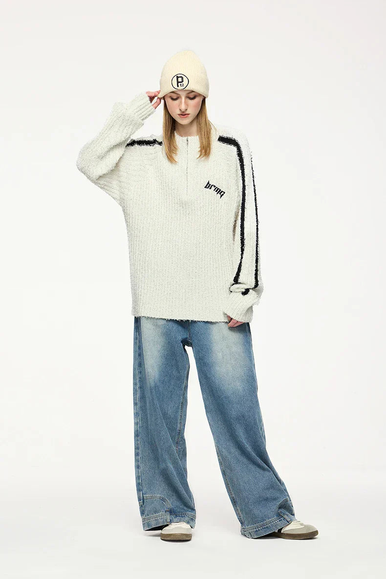 Textured Stripe Knitted Sweater