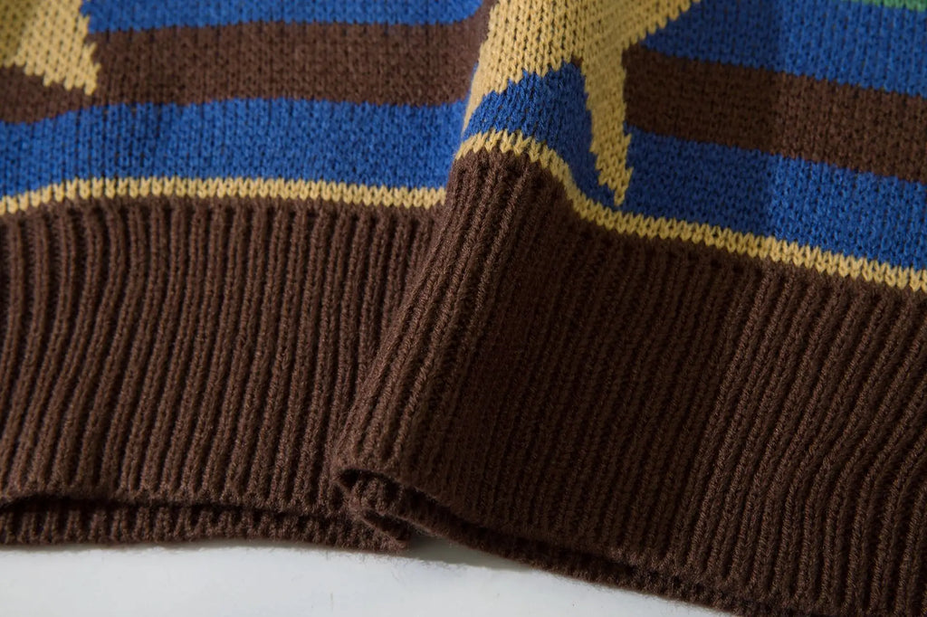 Vintage Striped Star Knitted Sweater