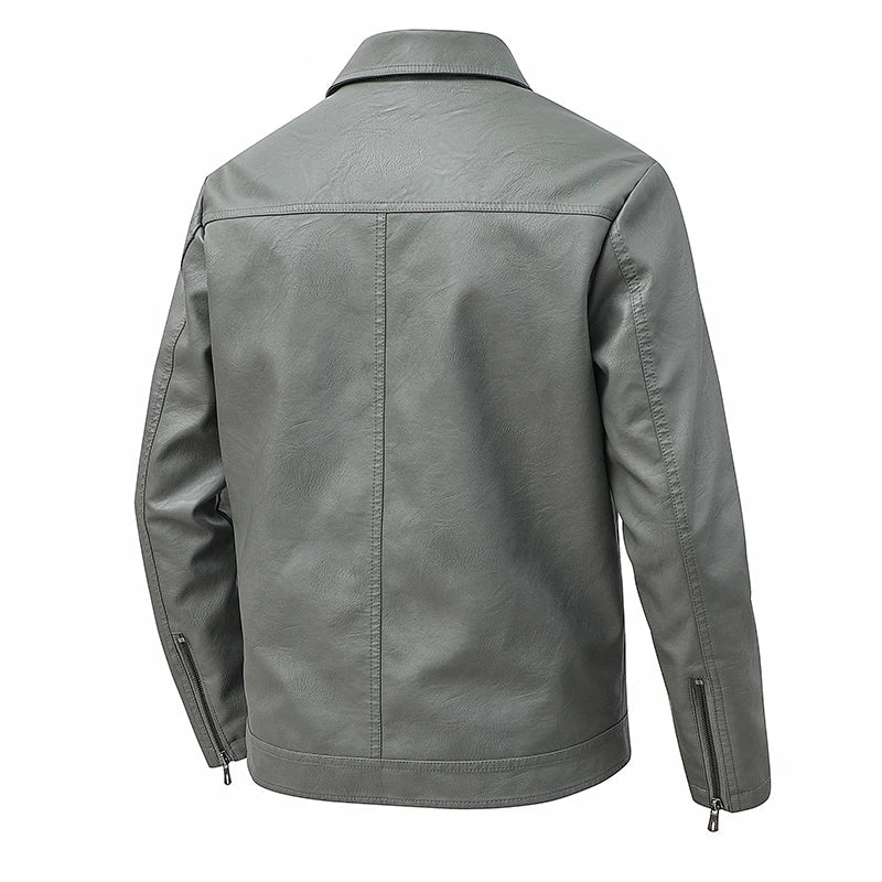 Slim Lapel Leather Jacket