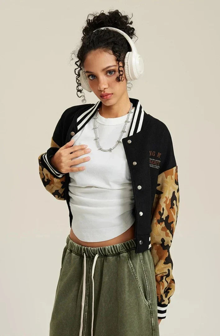 Women's Camouflage Varsity Jacket
