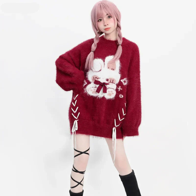Coquette Oversized Red Women's Sweater