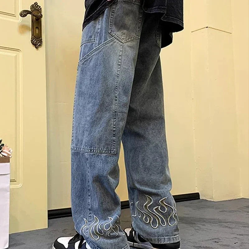 Flame Print Denim Jeans