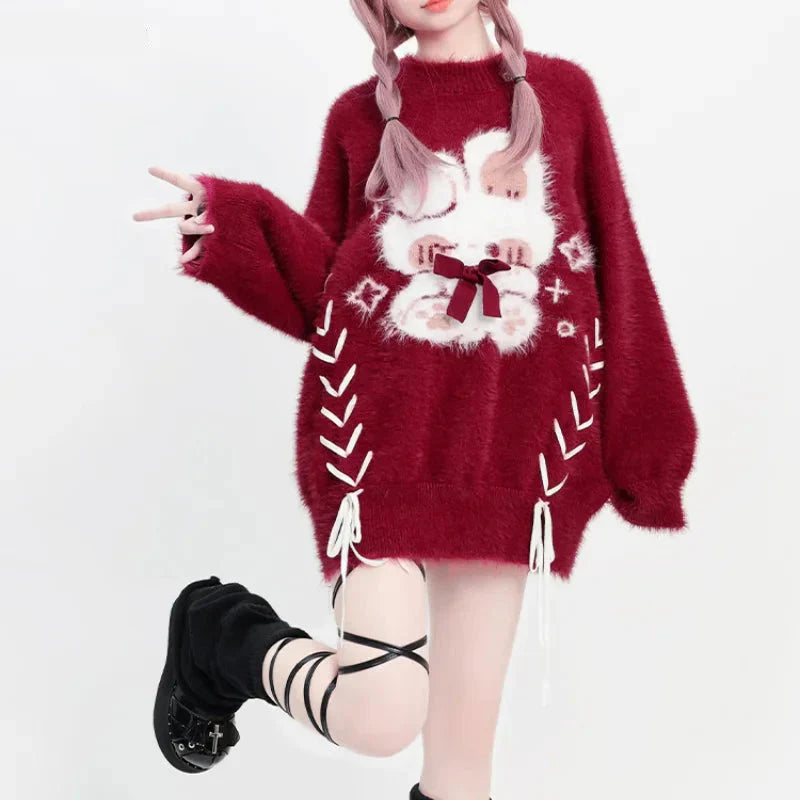 Coquette Oversized Red Women's Sweater