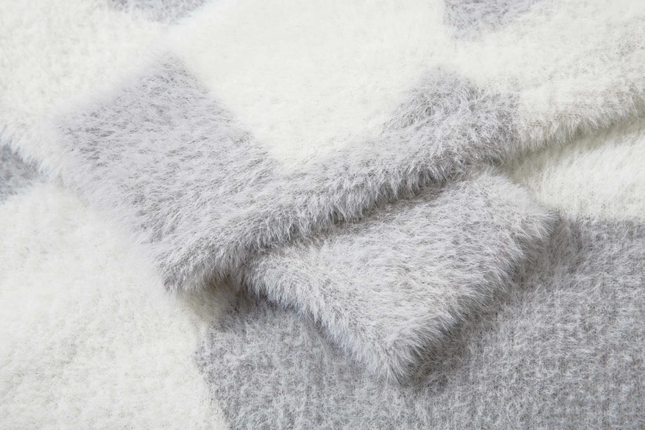 Y2K Abstract Grid Knitted Sweater