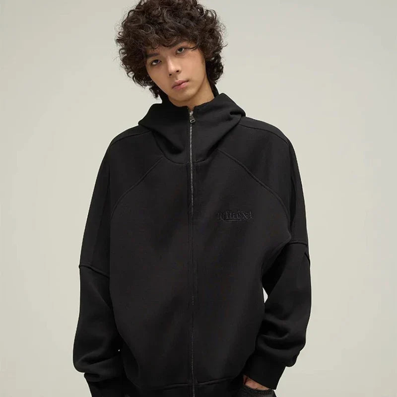 Punk Oversized Letter Embroidered Stand Sweatshirt