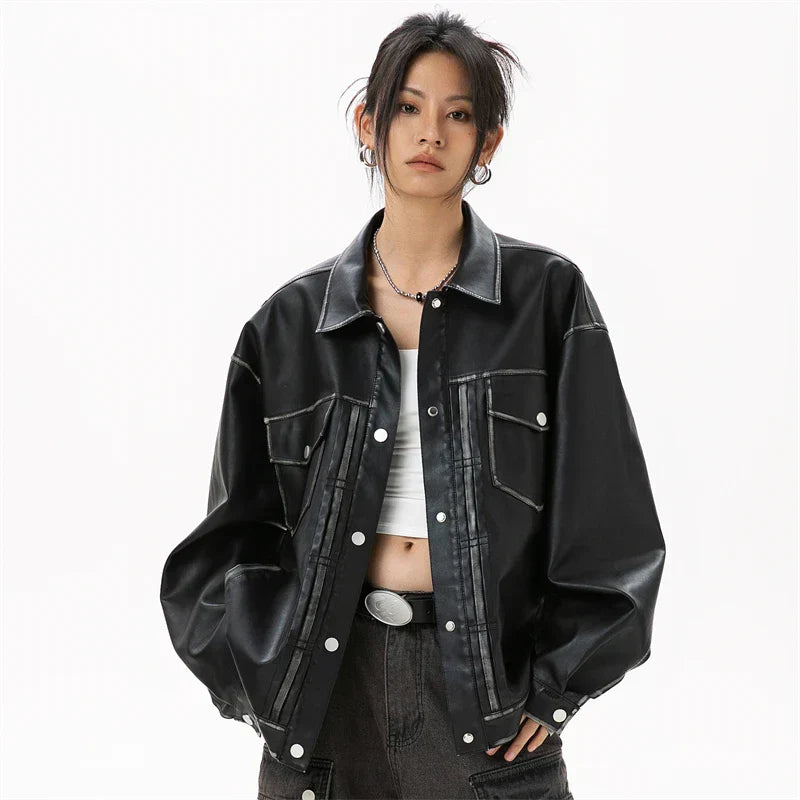 Women's Black Sheepskin Leather Jacket