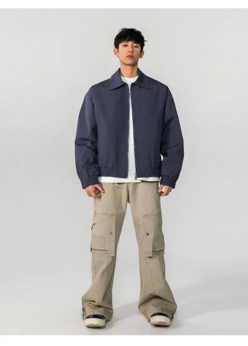 Classic Solid Color Casual Zip-Up Jacket