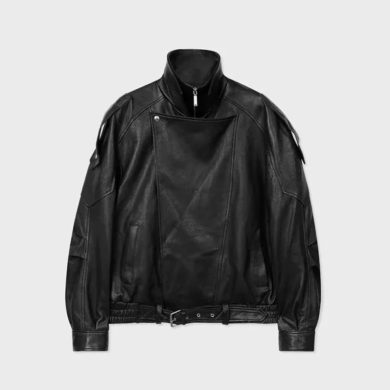 Women Oversized Genuine Leather Jacket