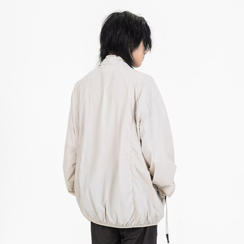 Solid Stand Collar Windbreaker Jacket