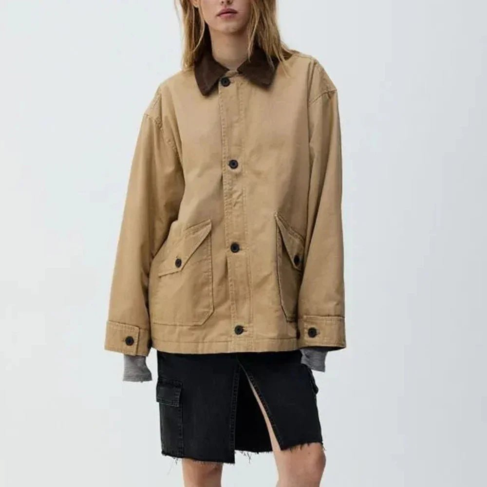 Chic Minimalist Spliced Lapel Jacket