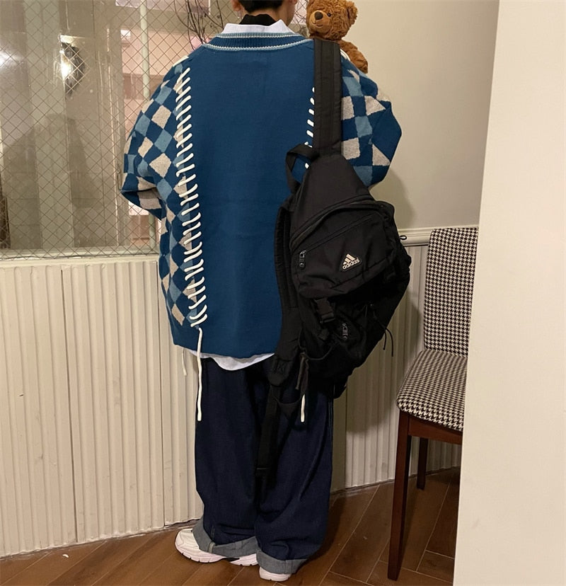 Plaid Stitched Cardigan