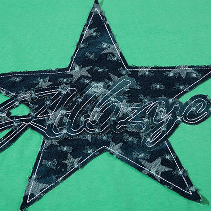 Denim Star Patchwork Sweatshirt