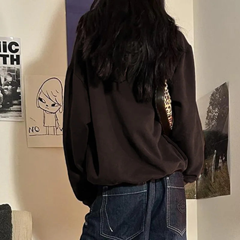 Plush Vintage Letter Print Winter Sweatshirt