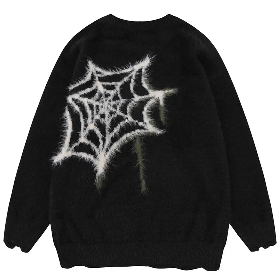 Black Spider Star Sweater Goth Punk Sweater