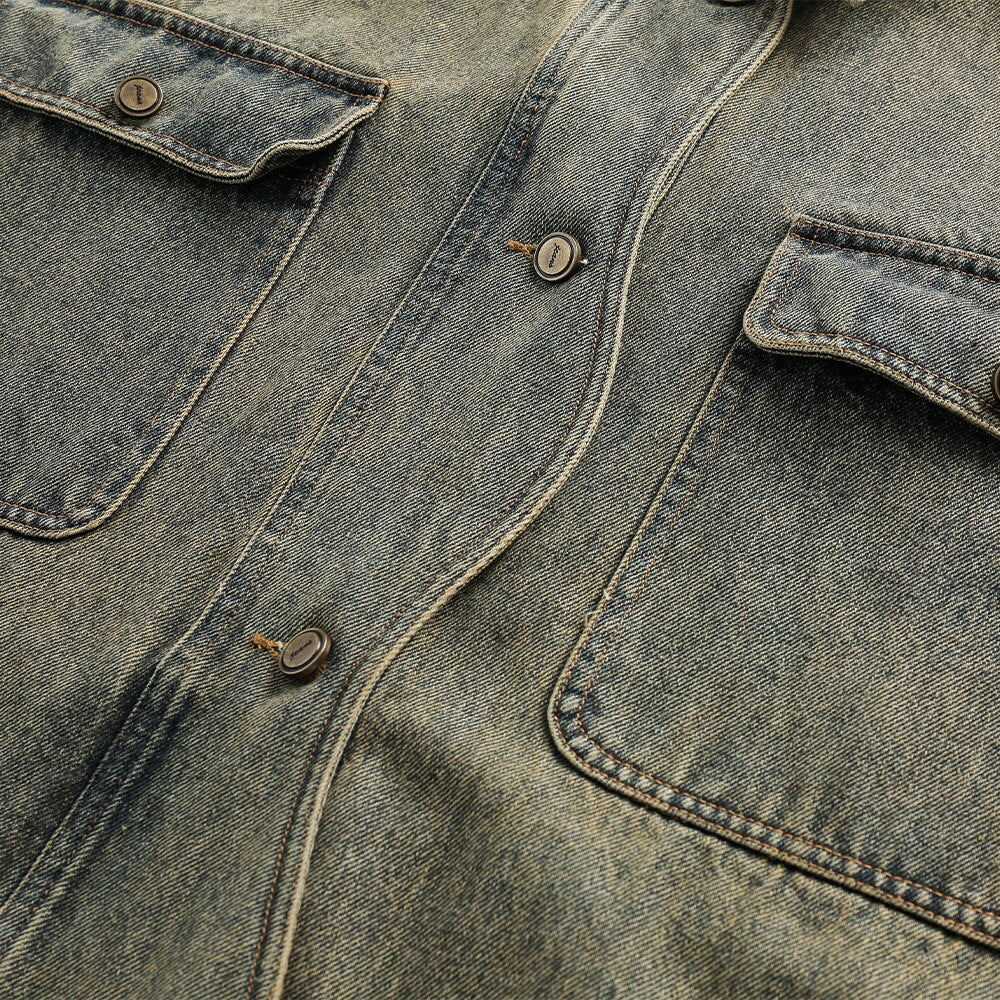 Washed Distressed Denim Jacket