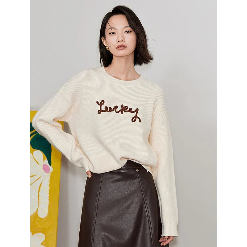 Cozy Warm Knitted Letter Print Sweater