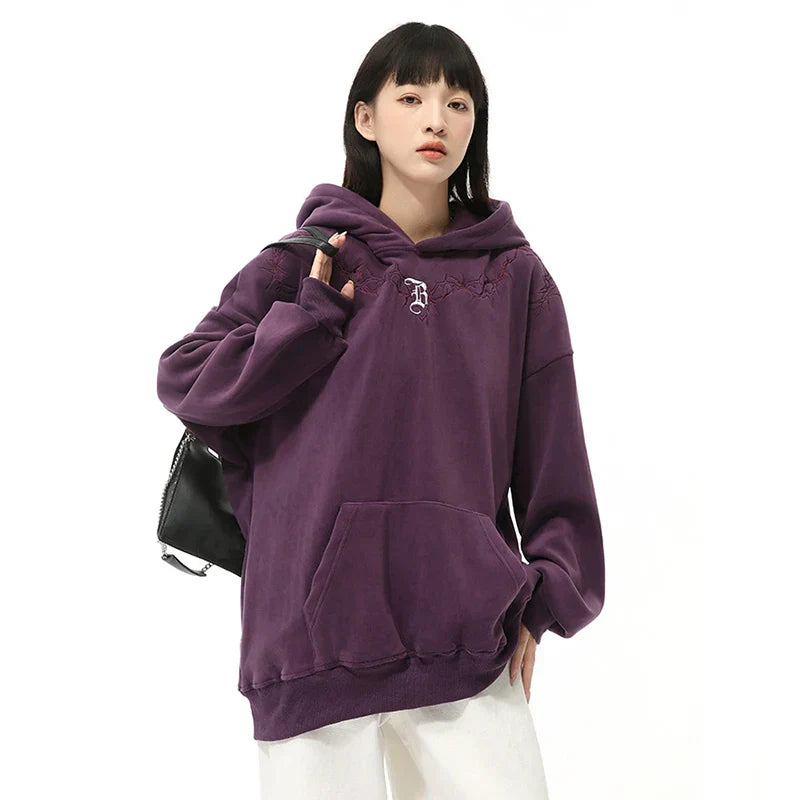 Embroidery Letter Loose Hoodie