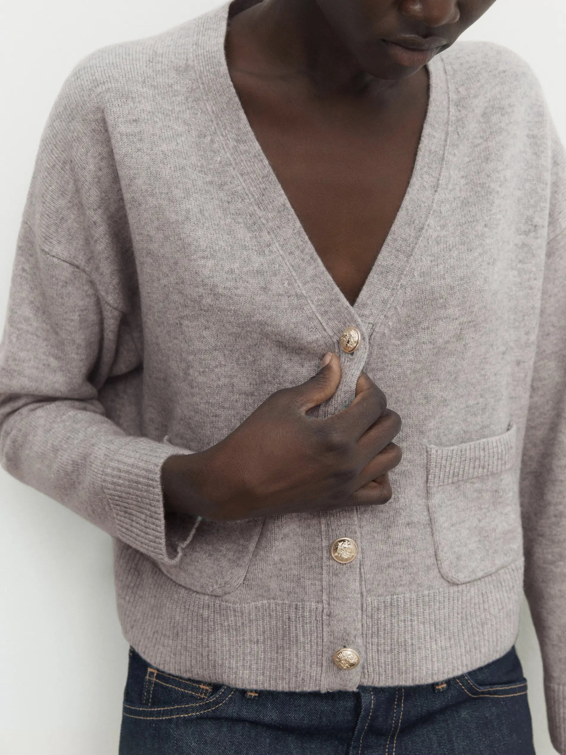 Ethereal Minimalist V-Neck Knitted Cardigan