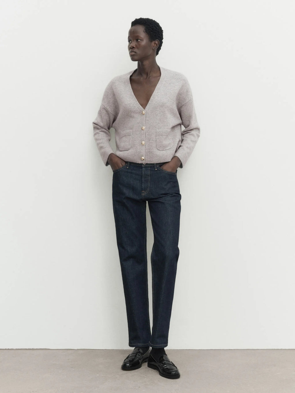 Ethereal Minimalist V-Neck Knitted Cardigan