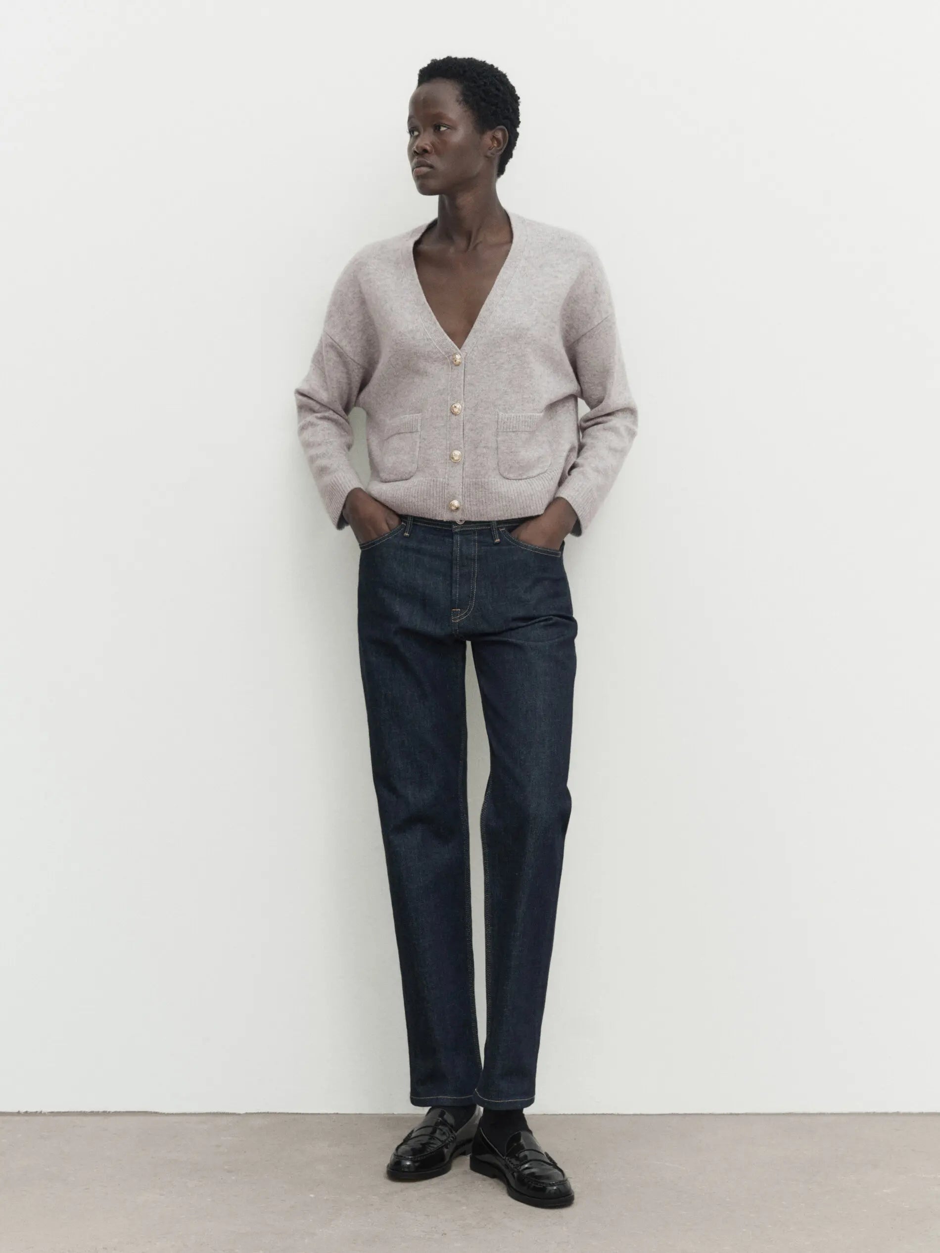 Ethereal Minimalist V-Neck Knitted Cardigan