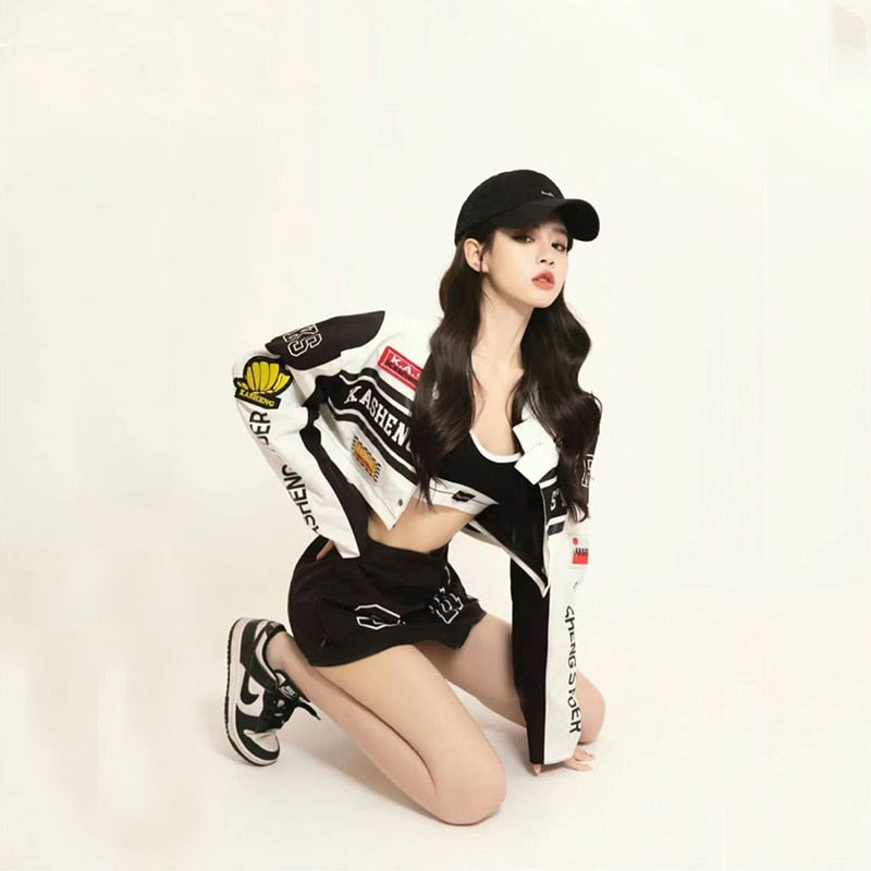 Detachable Motorcycle Crop Varsity Jacket