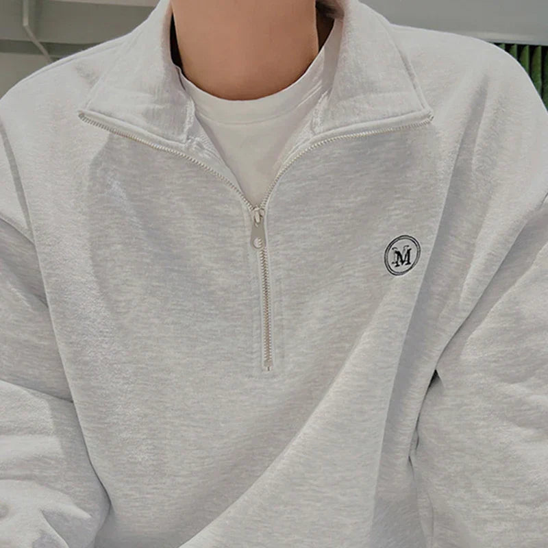 Quarter-Zip Turn-down Collar Sweatshirt