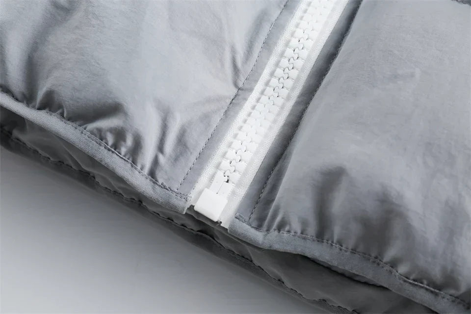 Solid Hooded Collar Puffer Jacket