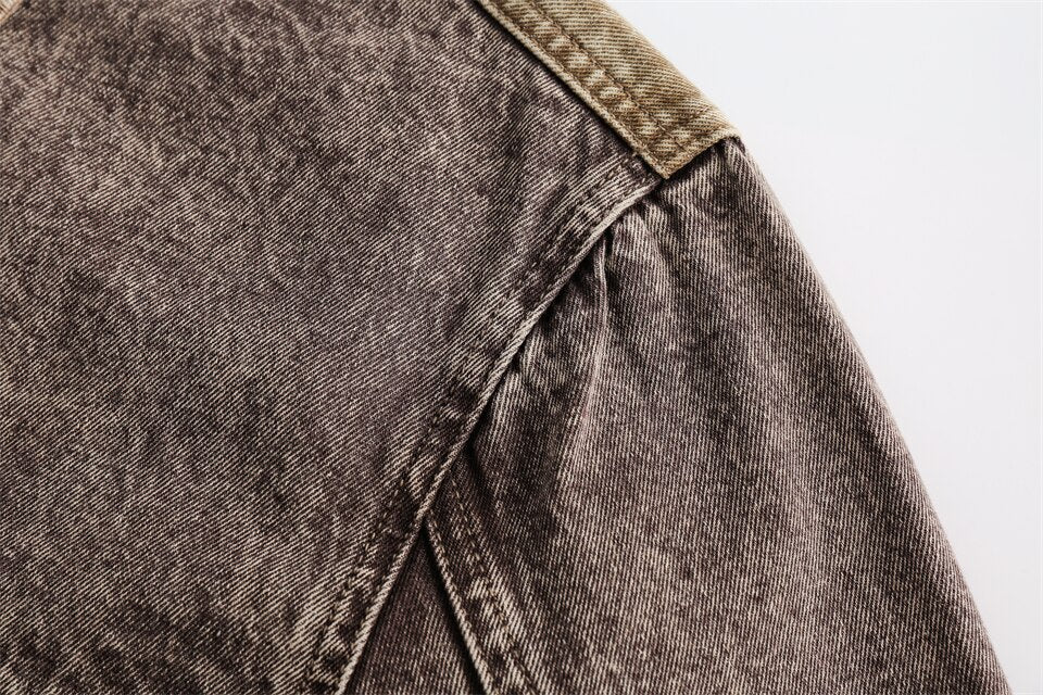 Stitching Coffee Denim Jacket