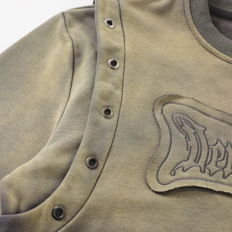 Rivet-Detail Textured Sweatshirt