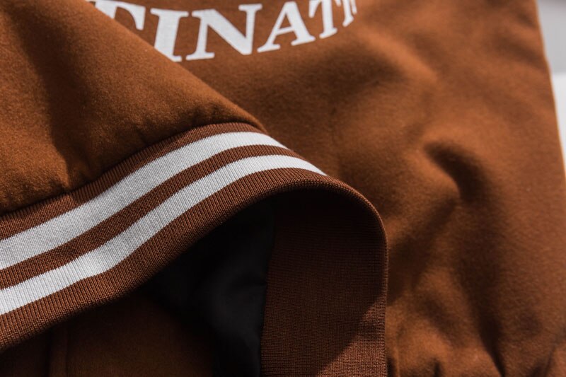 "Distant" Embroidery Letter Varsity Jacket