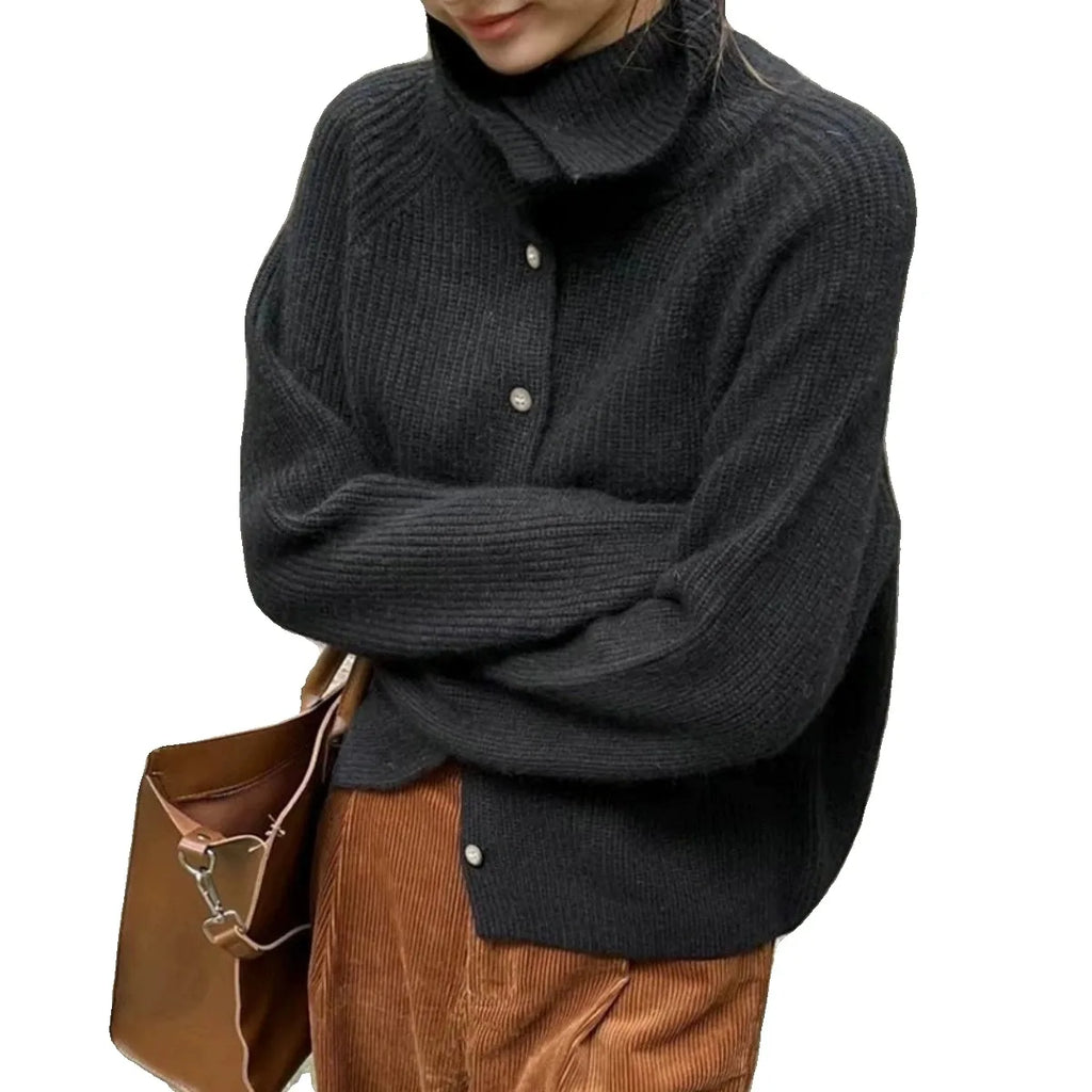 Luxurious Wool Turtleneck Cardigan Sweater Coat