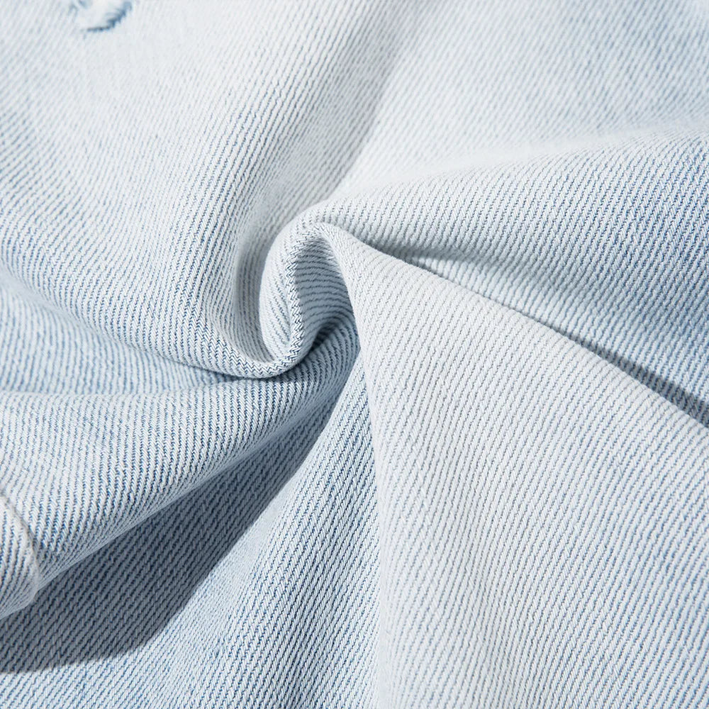 Washed Ripped Straight Denim Jeans