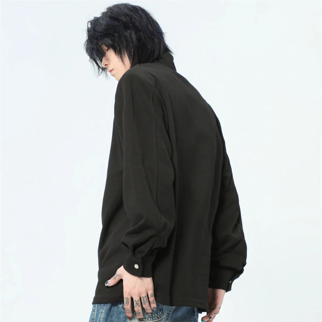 Streetwear Casual Zipper Shoulder Pads Sweatshirt
