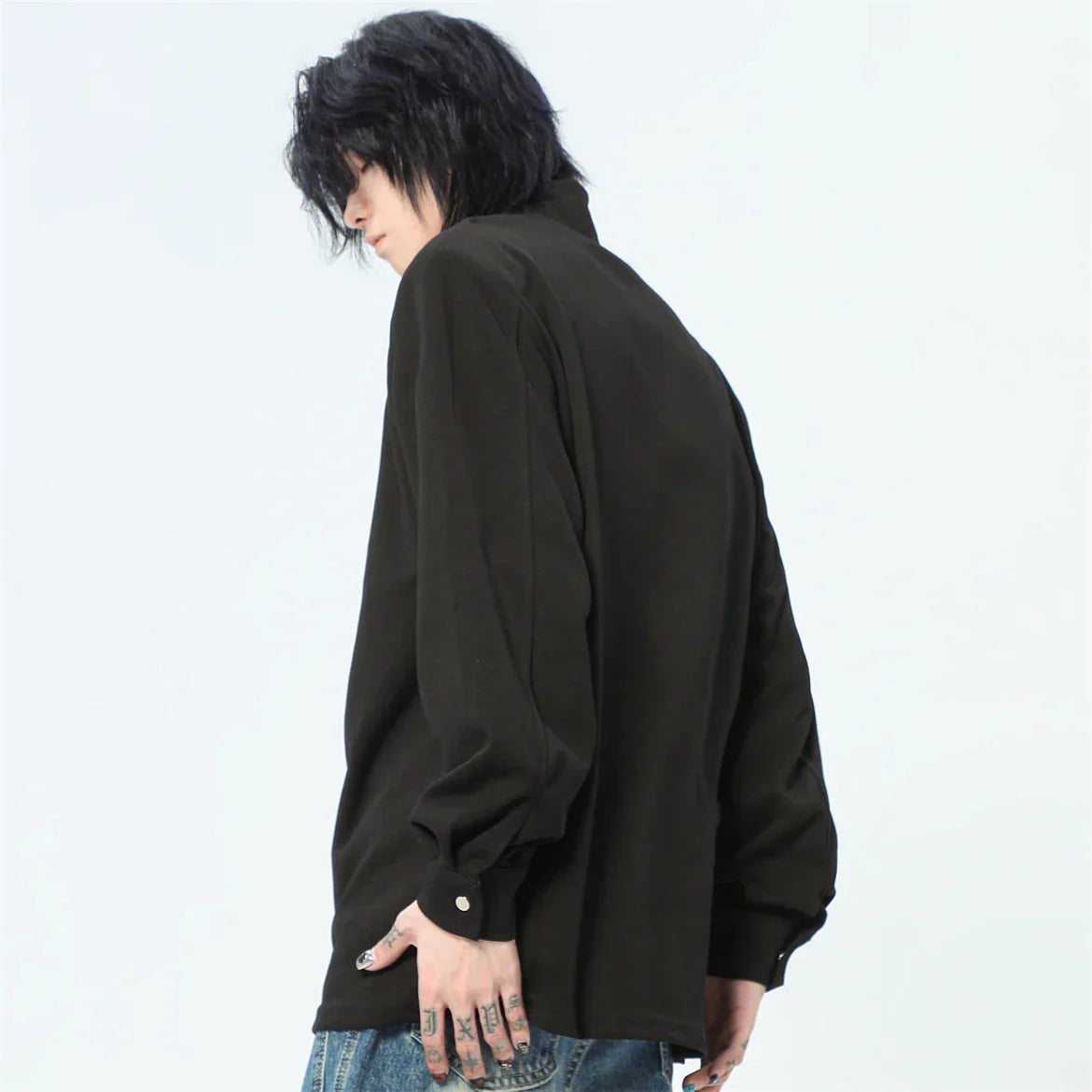 Streetwear Casual Zipper Shoulder Pads Sweatshirt