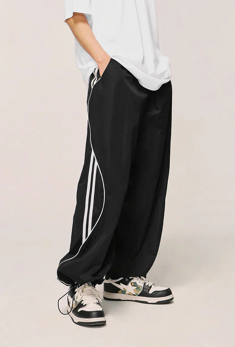 Wavy Side Striped Baggy Joggers