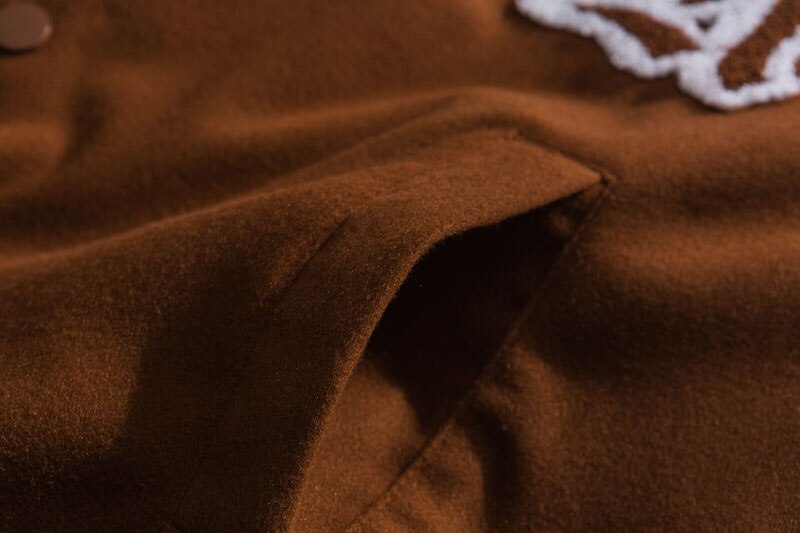 "Distant" Embroidery Letter Varsity Jacket