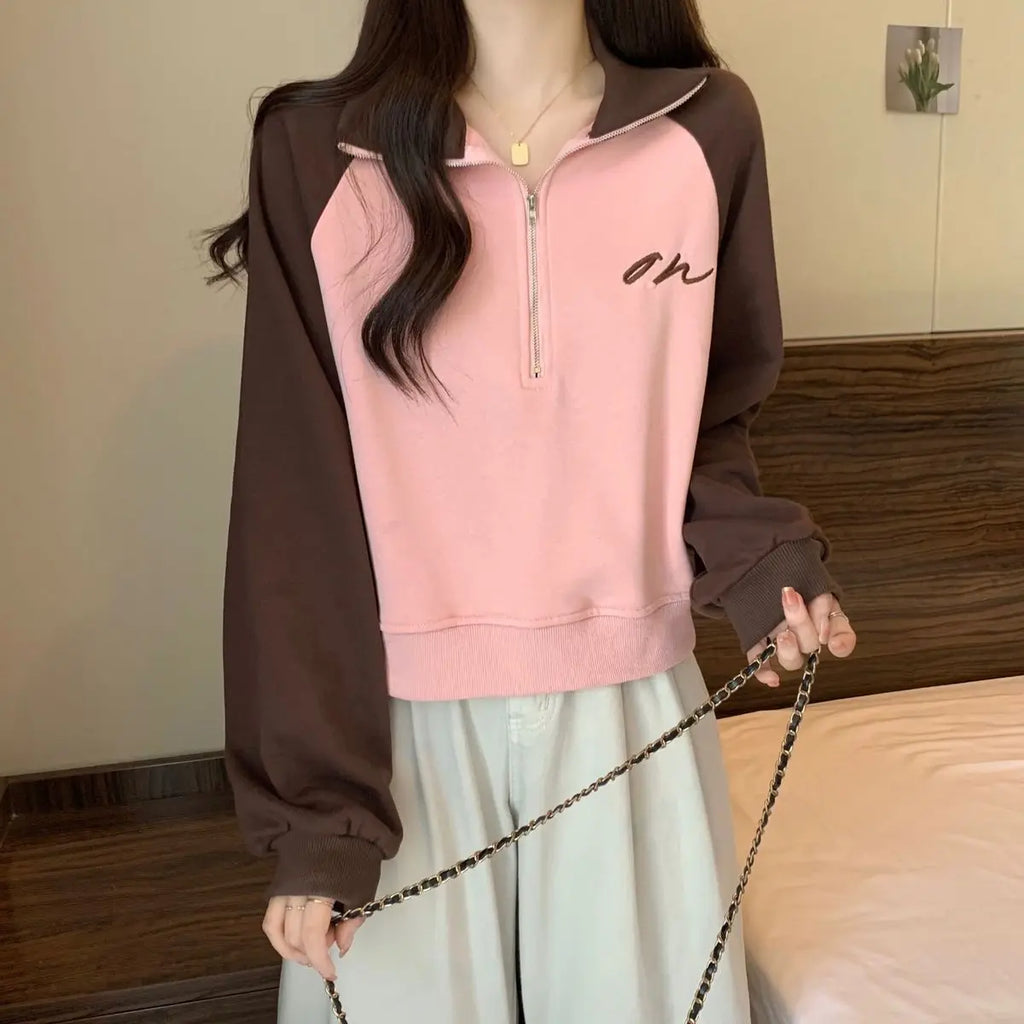 Chill Fit Loose Zipper Retro Long Sleeve Sweatshirt